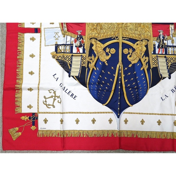 Hermes Red and Gold Carriage Scarf - Picture 4 of 12